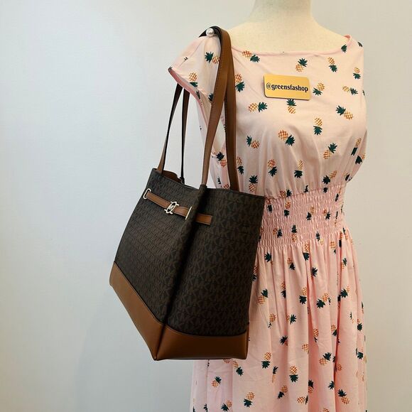 Michael Kors Purse Reed Large Logo Tote Bag Brown MK - Picture 10 of 10